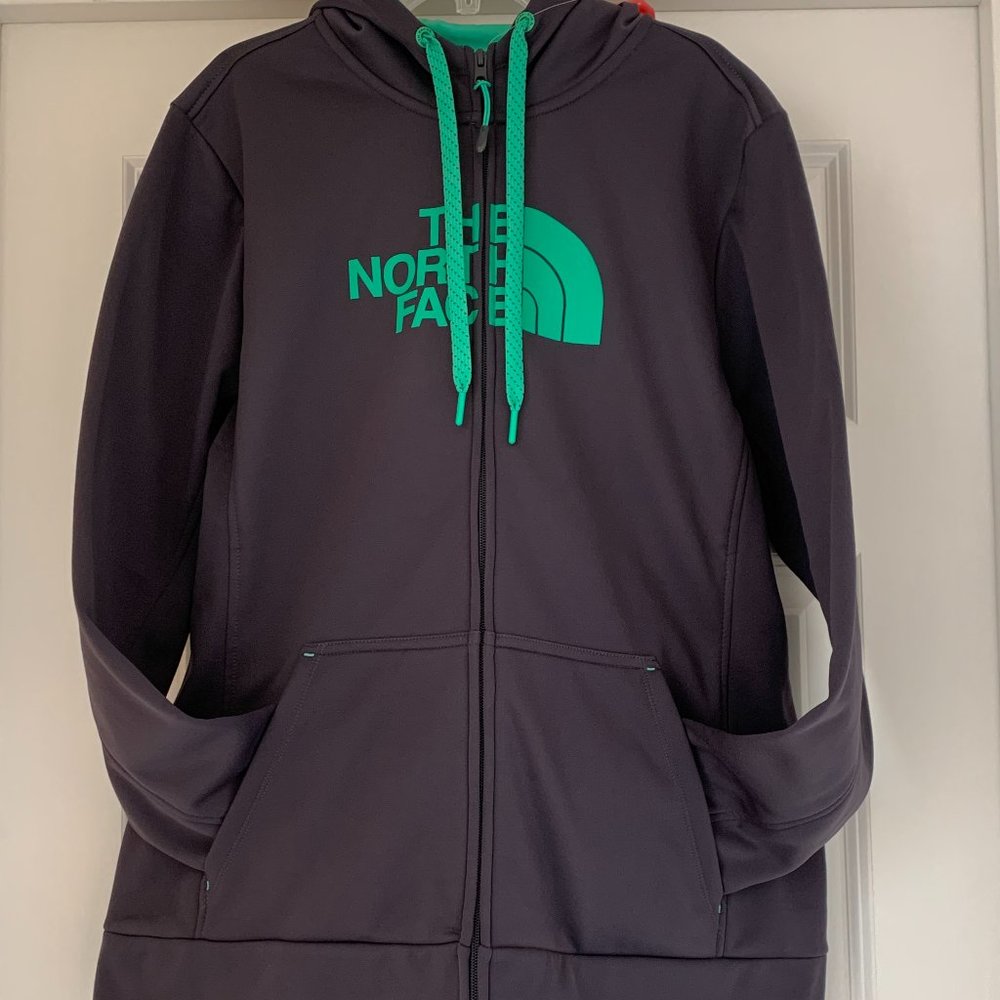 The North Face XL Asphalt Grey sweatshirt- Surreal Green lettering